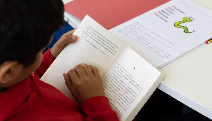 A pupil reads a book