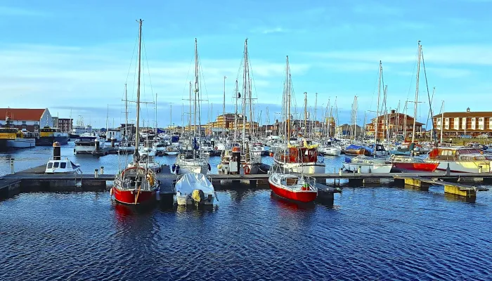 Boats on a sunny day in Hartlepool marina