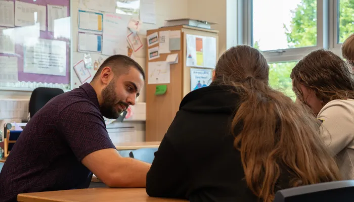 Tutor and two pupils during a tuition session