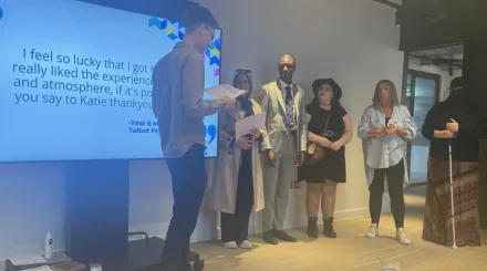 Programme Coordinator Luke presents awards to West Yorkshire Tutors