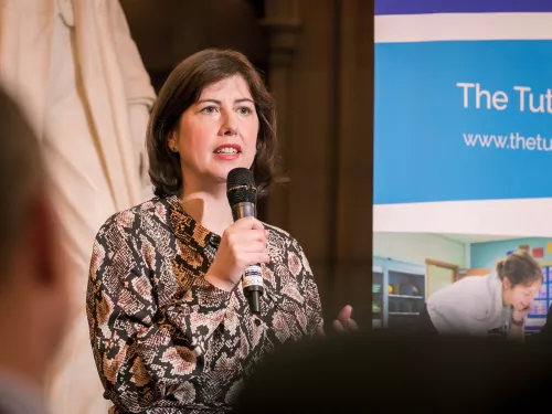 Lucy Powell MP speaking at a Tutor Trust Summer Reception.